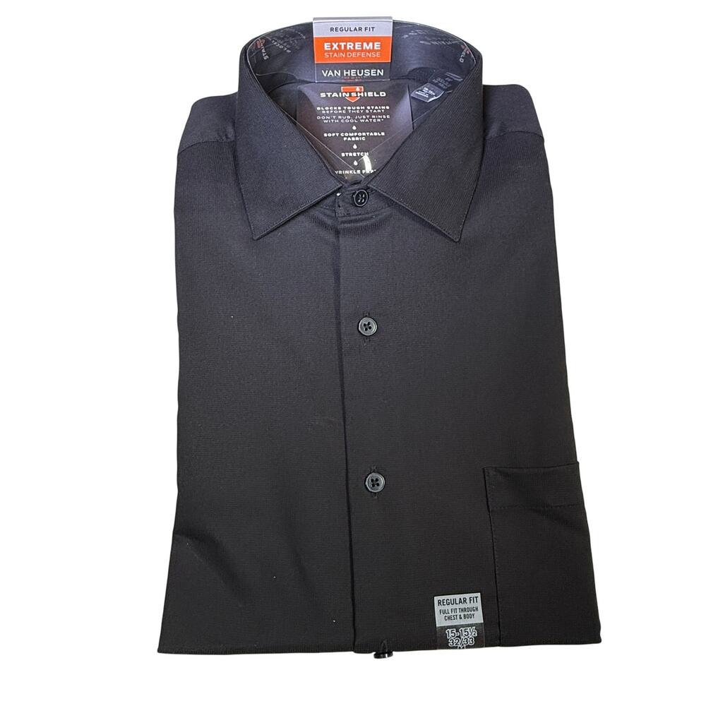 Van Heusen Men's Regular Fit Stain Shield Dress Shirt blue 15-15.5 32-33 $60